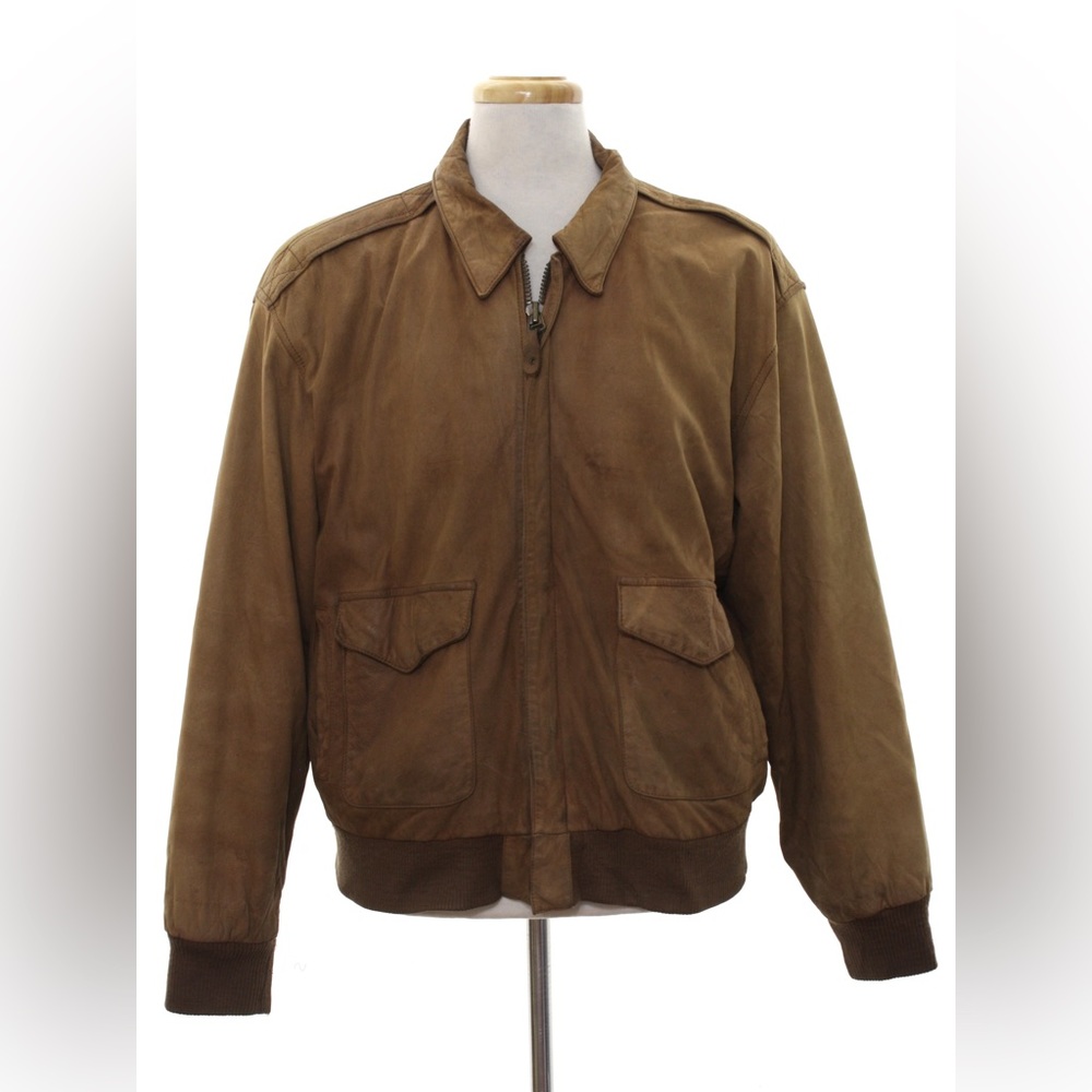 Vintage Suede Leather Bomber Jacket